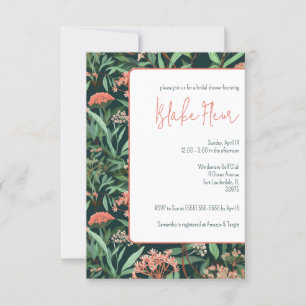 Convites Chá de panela Floral Coral & Turquoise Milkweed