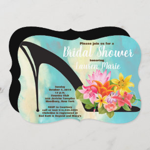 Convites Chá de panela floral da aguarela da cerceta do