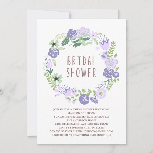 Convites Chá de panela floral da grinalda | (Frente)