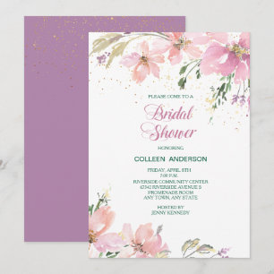 Convites Chá de panela floral da lavanda cor-de-rosa
