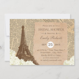Convites Chá de panela Floral da Torre Eiffel de Vintage Pa