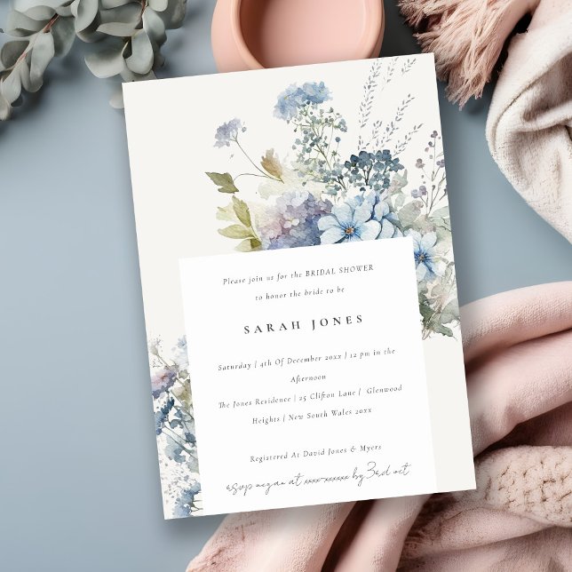 Convites Chá de panela Floral de Algodão Azul-Escuro (Criador carregado)