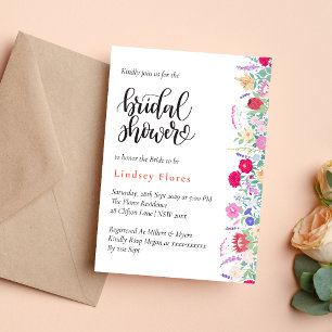 Convites Chá de panela Floral de Aquarela Colorida Elegante