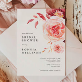 Convites Chá de panela Floral de Aquarela de outono Elegant