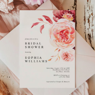 Convites Chá de panela Floral de Aquarela de outono Elegant