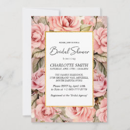 Convites Chá de panela Floral de Aquarela Rosa