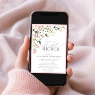 Convites Chá de panela Floral de Aquarela Rosa Elegante