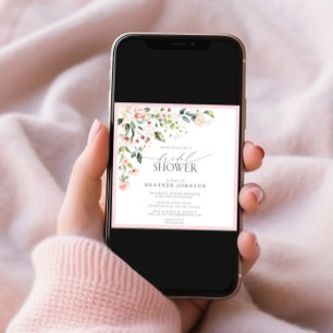 Convites Chá de panela Floral de Aquarela Rosa Elegante