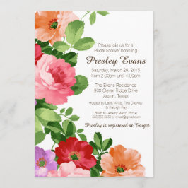 Convites Chá de panela Floral de Aquarela, Rosas