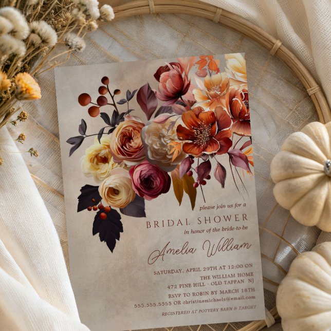 Convites Chá de panela Floral de Boho Autumn (Criador carregado)