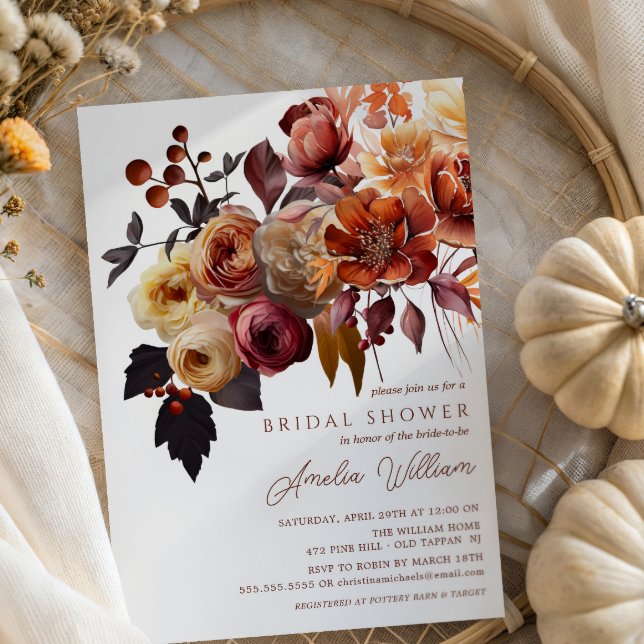 Convites Chá de panela Floral de Boho Autumn (Criador carregado)