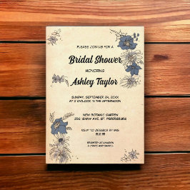 Convites Chá de panela Floral de Boho Botânico Russo Vintag