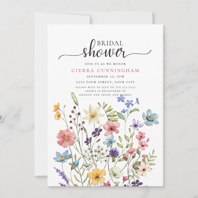 Convites Chá de panela Floral de Campo Selvagem (Frente)
