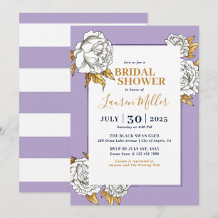 Convites Chá de panela Floral de Carnação Rosa Branca Roxo