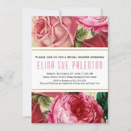 Convites Chá de panela floral de casamentos de rosas cor-de