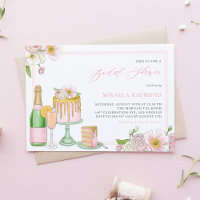 Chá de panela Floral de Champanhe e Bolo