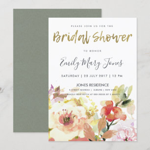 CONVITES CHÁ DE PANELA FLORAL DE COR DE ÁGUA DE PINCO SUA