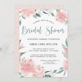 Convites Chá de panela Floral de Cor de Água Rosa Sabpida