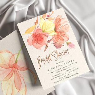 Convites chá de panela floral de cor laranja queimado