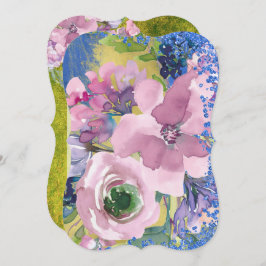 Convites Chá de panela Floral de Cores d'Água do Blues de l