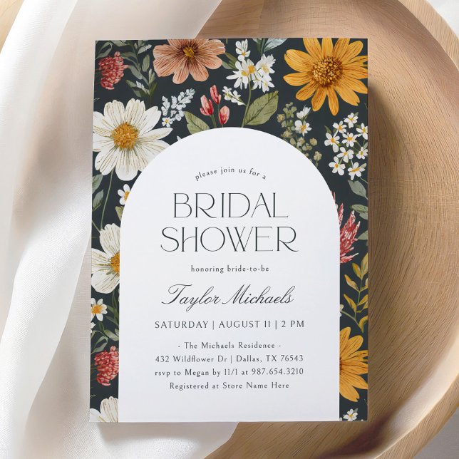 Convites Chá de panela Floral de Flor Boho Dark (Criador carregado)