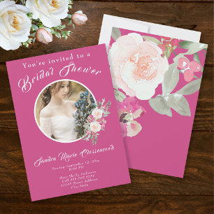 Convites Chá de panela Floral de Fotografias Rosa Blush & R