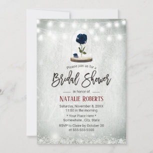 Convites Chá de panela Floral de inverno BeauBlue Rosa Dome