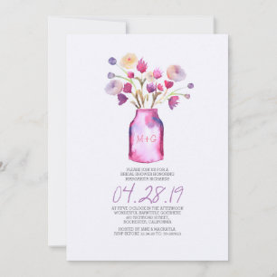 Convites Chá de panela floral de jarro de aquarelas