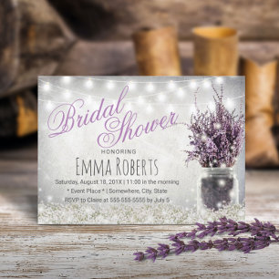 Convites Chá de panela Floral de Lavanda do Ar Rústico