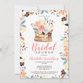 Convites Chá de panela floral de madeira russa burgundy