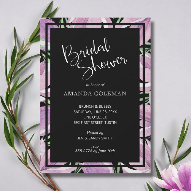 Convites Chá de panela Floral de Magnolias de Aquarela (Watercolor magnolia flowers bridal shower invitations - INSTANT DOWNLOAD and/or PRINTED or both!)