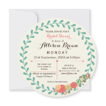 chá de panela floral de marfim mint coral Invites