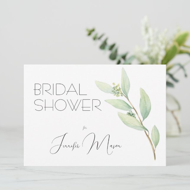 Convites Chá de panela Floral de Molho Verde (Em pé/Frente)