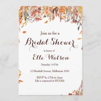 Convites Chá de panela Floral de outono de outono