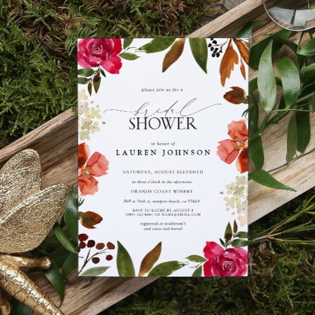 Convites Chá de panela Floral de Outono Laranja Rosa e Quei (Bridal Shower Invitation!)