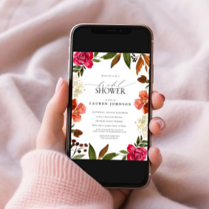 Convites Chá de panela Floral de Outono Laranja Rosa e Quei