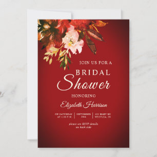 Convites Chá de panela Floral de outono Vermelho Russet