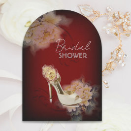 Convites chá de panela floral de pedras modernas de burgund