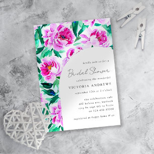 Convites Chá de panela Floral de Peony Rosa