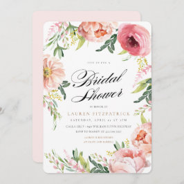 Convites Chá de panela Floral de Peony Rosa-Blush