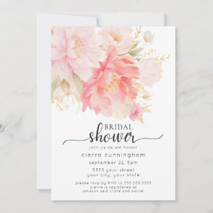 Convites Chá de panela Floral de Peony Rosa Chic