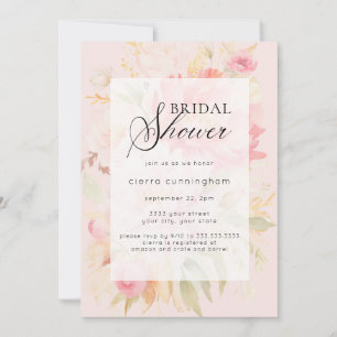 Convites Chá de panela Floral de Peony Rosa de Aquarela