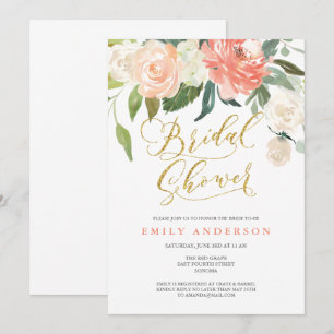 Convites Chá de panela Floral de Pêssego de Sangue Suave