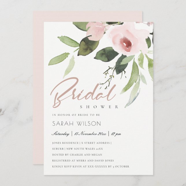 CONVITES CHÁ DE PANELA FLORAL DE PINCO BRANCO DE LAVAGEM SU (Frente/Verso)