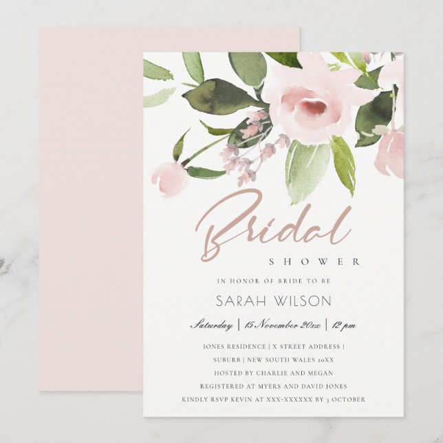 CONVITES CHÁ DE PANELA FLORAL DE PINCO BRANCO DE LAVAGEM SU (Frente/Verso)