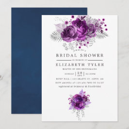 Convites Chá de panela Floral de Pluma e Marinho