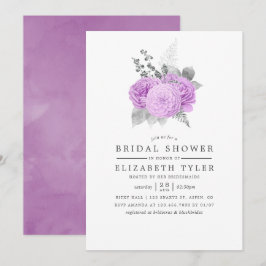 Convites Chá de panela Floral de Prata e Roxo