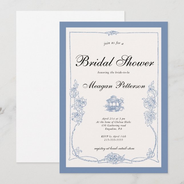 Convites Chá de panela Floral de Primavera (Frente/Verso)