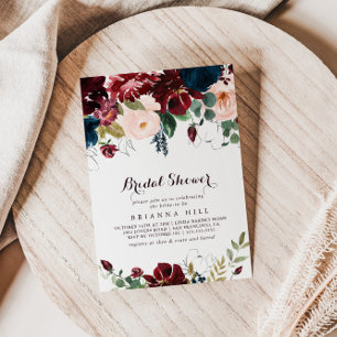 Convites Chá de panela Floral de Queda Ilustrada com Aquare