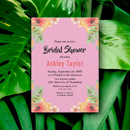 Convites Chá de panela Floral de Rosa de Sangue Rosa Blush